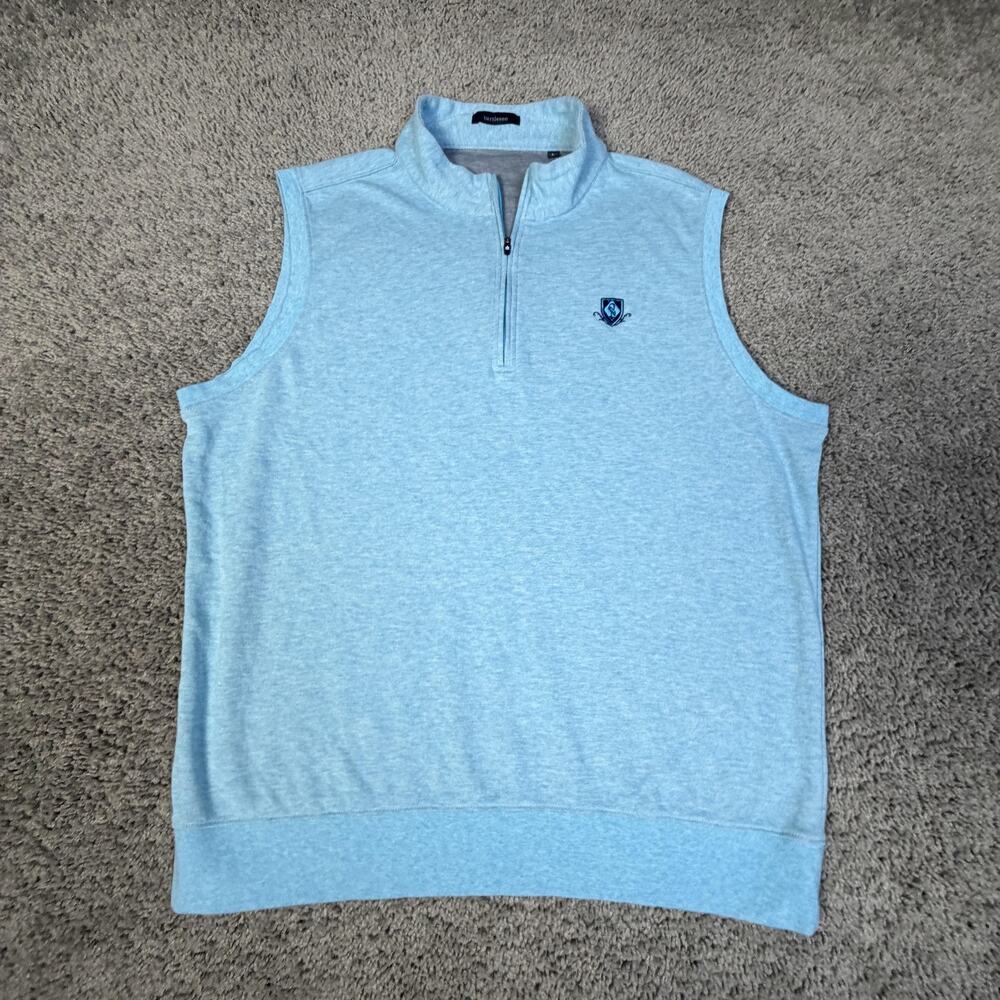 Turtleson Sweater Vest Mens Large Blue 1/4 Zip Mock Neck Golf Pullover Knit